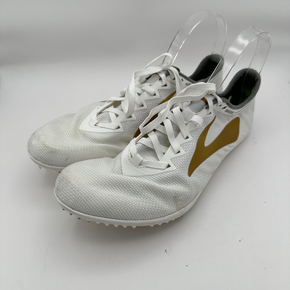 Brooks Wire V5 Track Spikes Sneakers Shoes Mens 9D White Track Racing Running